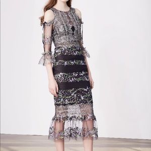 NWT Marchessa Notte metallic cocktail dress